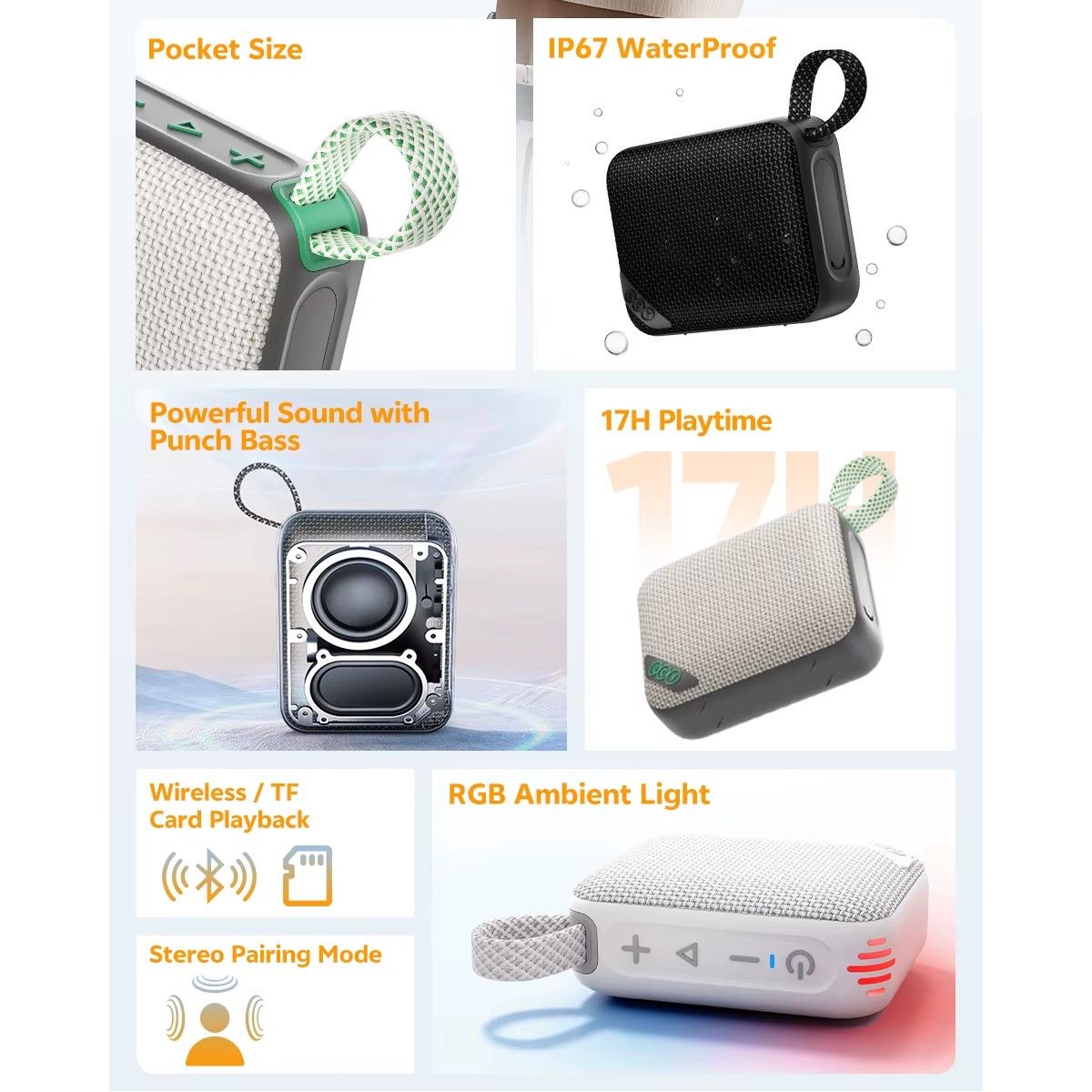 QCY - Parlante QCY Altavoz SP2 5w Bluetooth 5.3 Brown