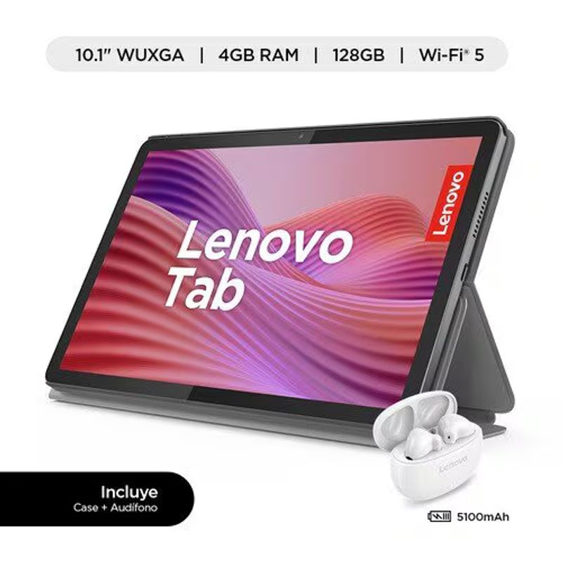 LENOVO - Tablet M10 WiFi + Earbuds TB311FU con Folio Case y TWS E310
