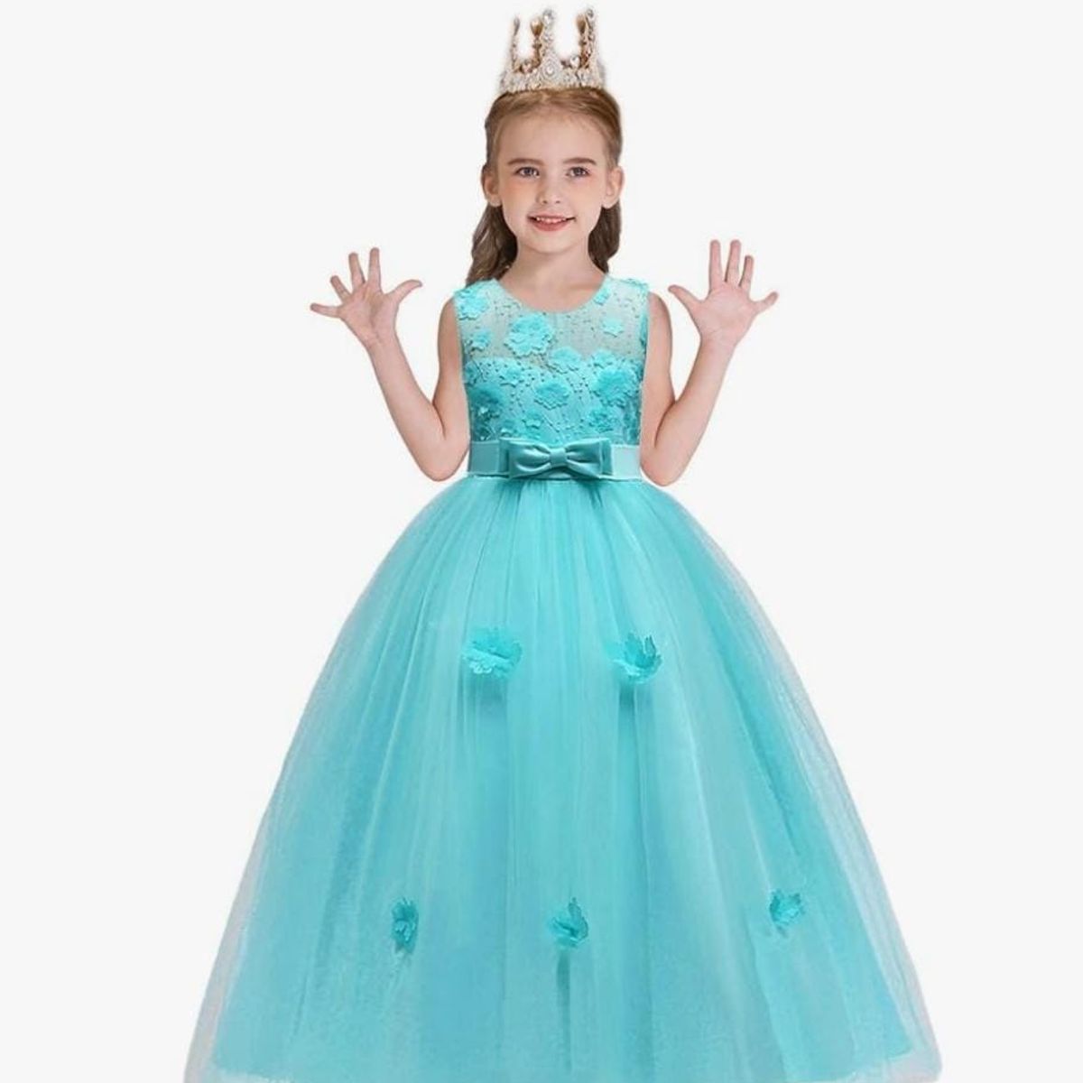 GENERICO - Vestido Niña Princesa Verde Jade Talla 16