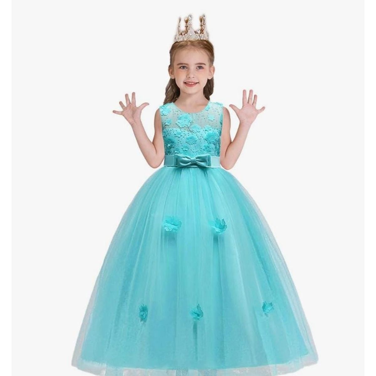 GENERICO - Vestido Niña Princesa Verde Jade Talla 16