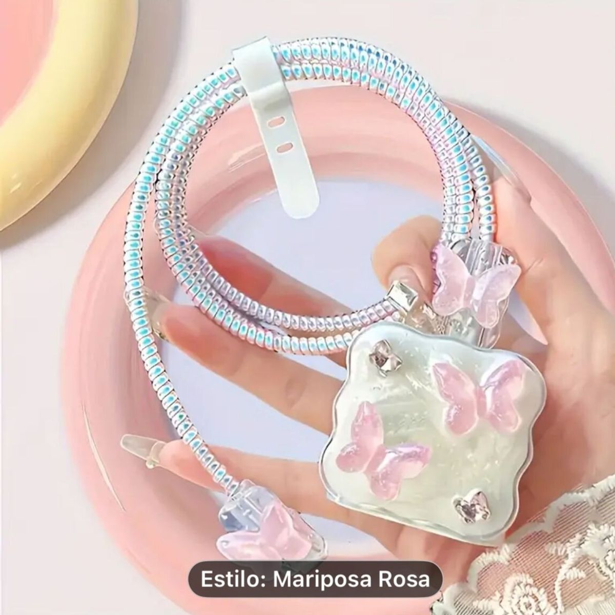 GENERICO - CASE PROTECTOR PARA CARGADOR DE IPHONE ESTILO MARIPOSA