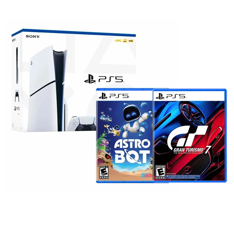 SONY - Consola PS5 Slim Con Lector De Discos + Astro Bot + Gran turismo 7