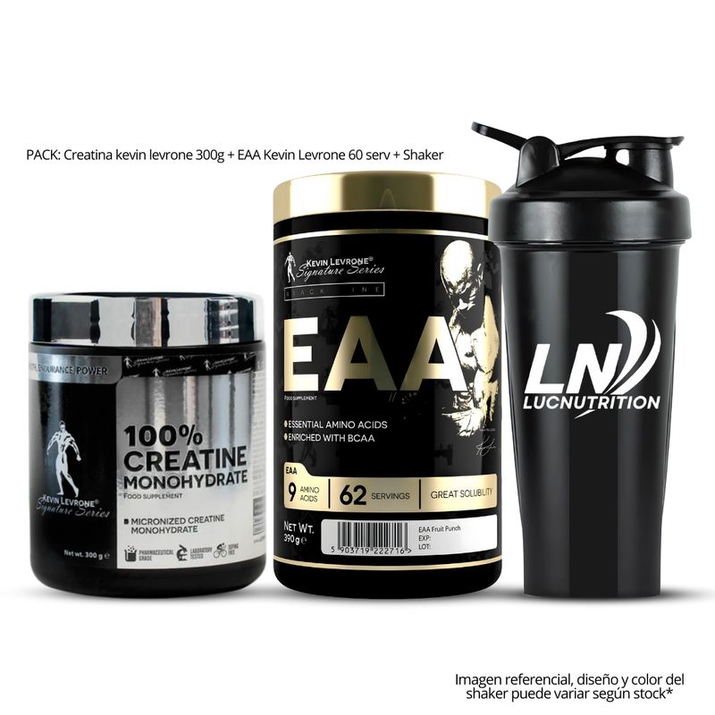 KEVIN LEVRONE - Creatina Kevin Levrone 300 G 120 servicios + EAA kevin levrone 62 servicios Fruit Punch + Shaker