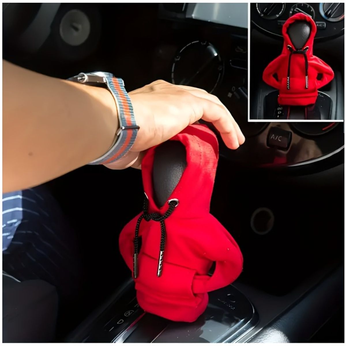 GENERICO - Funda roja para palanca de cambios auto-camioneta