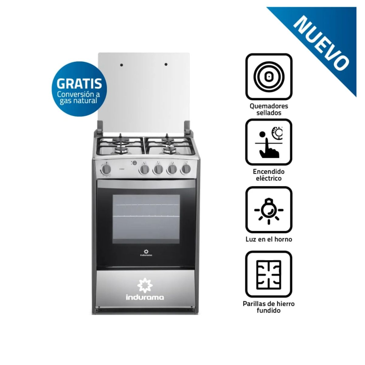 INDURAMA - COCINA INDURAMA VIENA GRIS 4 HORNILLAS