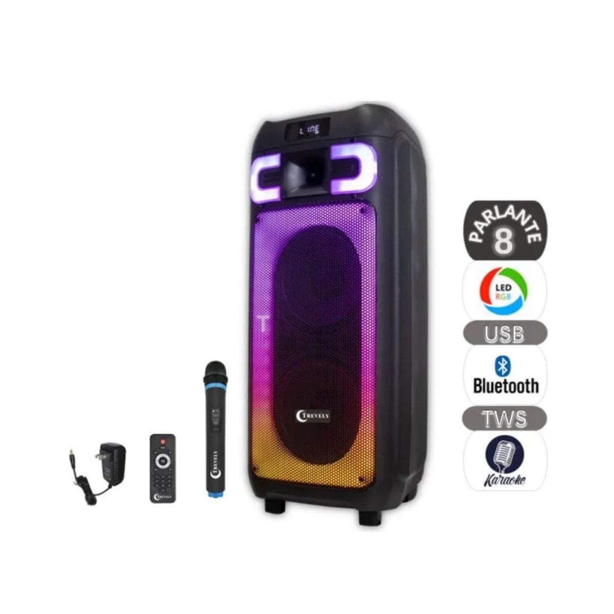 TREVELY - Parlante portátil 8 TREVELY WT-828 bluetooth 300W