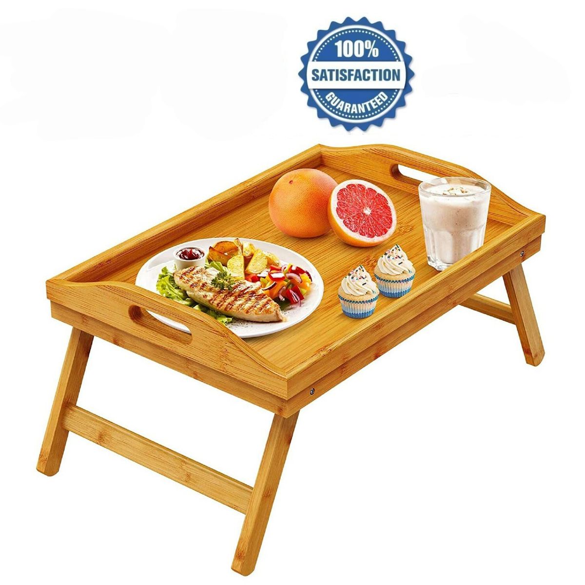 GENERICO - BANDEJA DESAYUNO DE BAMBU MULTIUSOS PARA CAMA O SOFA 50CM X 30CM