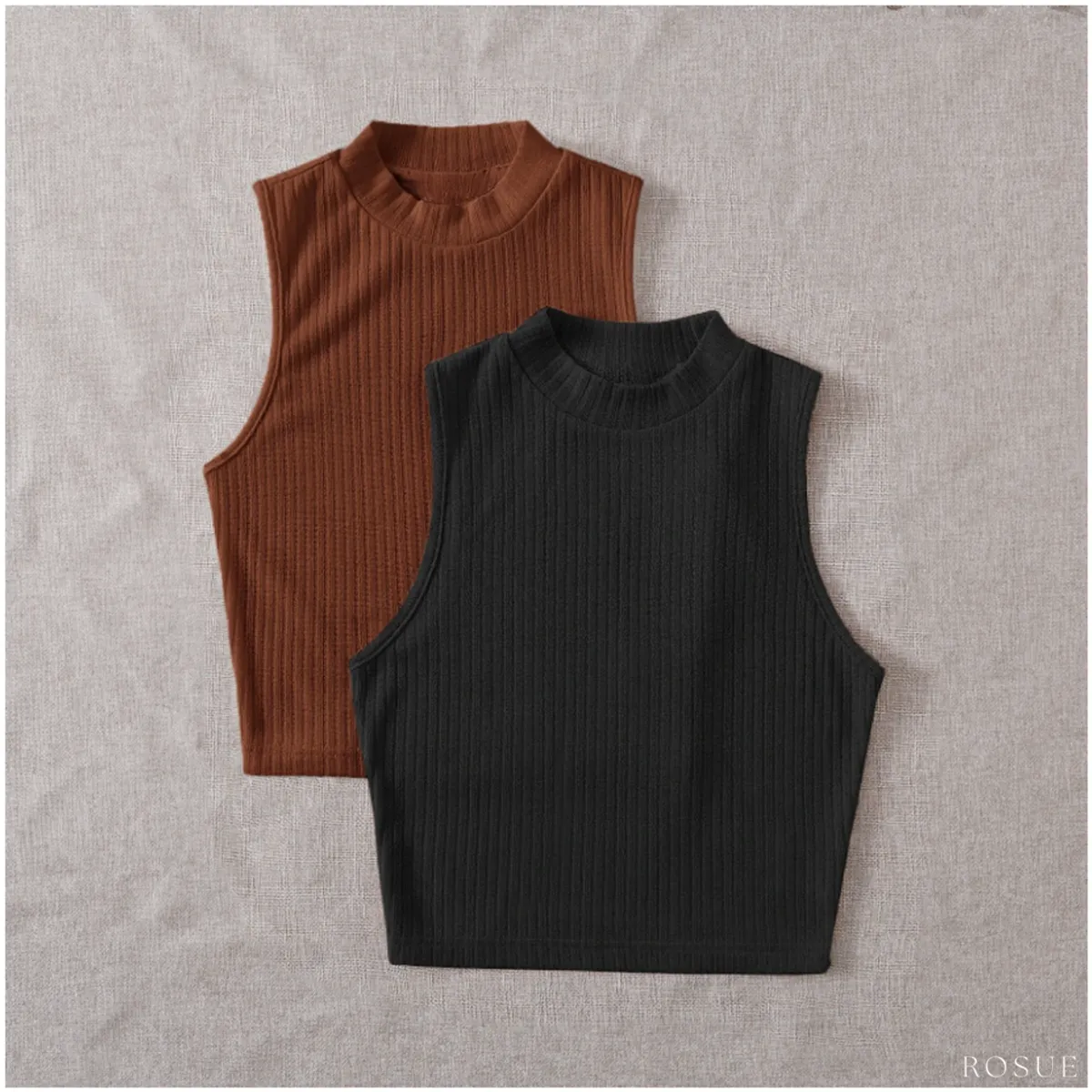 ROSUE - Polos básicos Top RIB Americano Pack x2