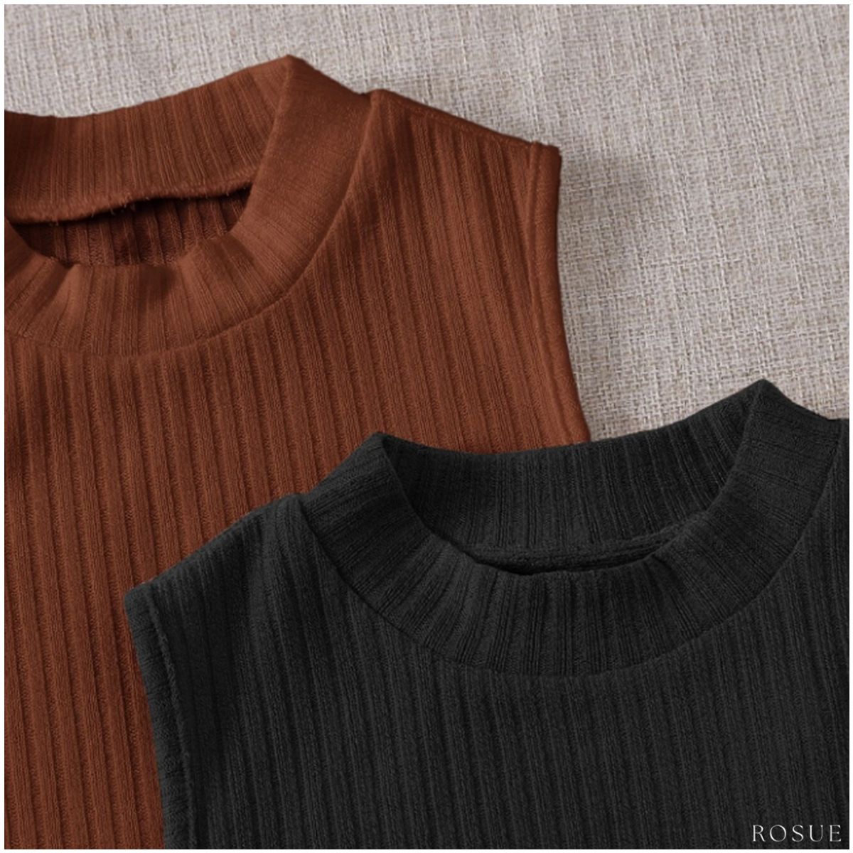 ROSUE - Polos básicos Top RIB Americano Pack x2