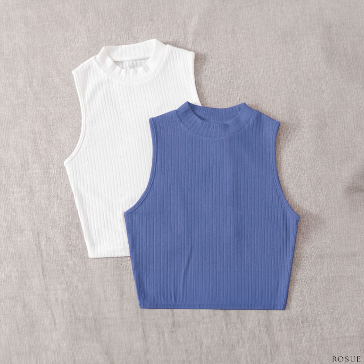 ROSUE - Polos básicos Top RIB Americano Pack x2