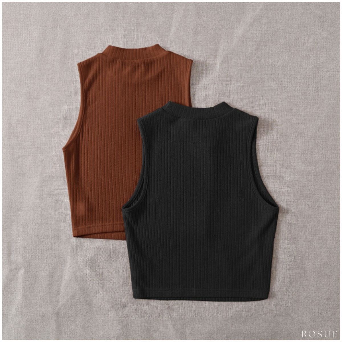 ROSUE - Polos básicos Top RIB Americano Pack x2