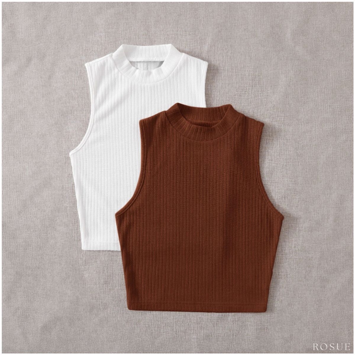 ROSUE - Polos básicos Top RIB Americano Pack x2