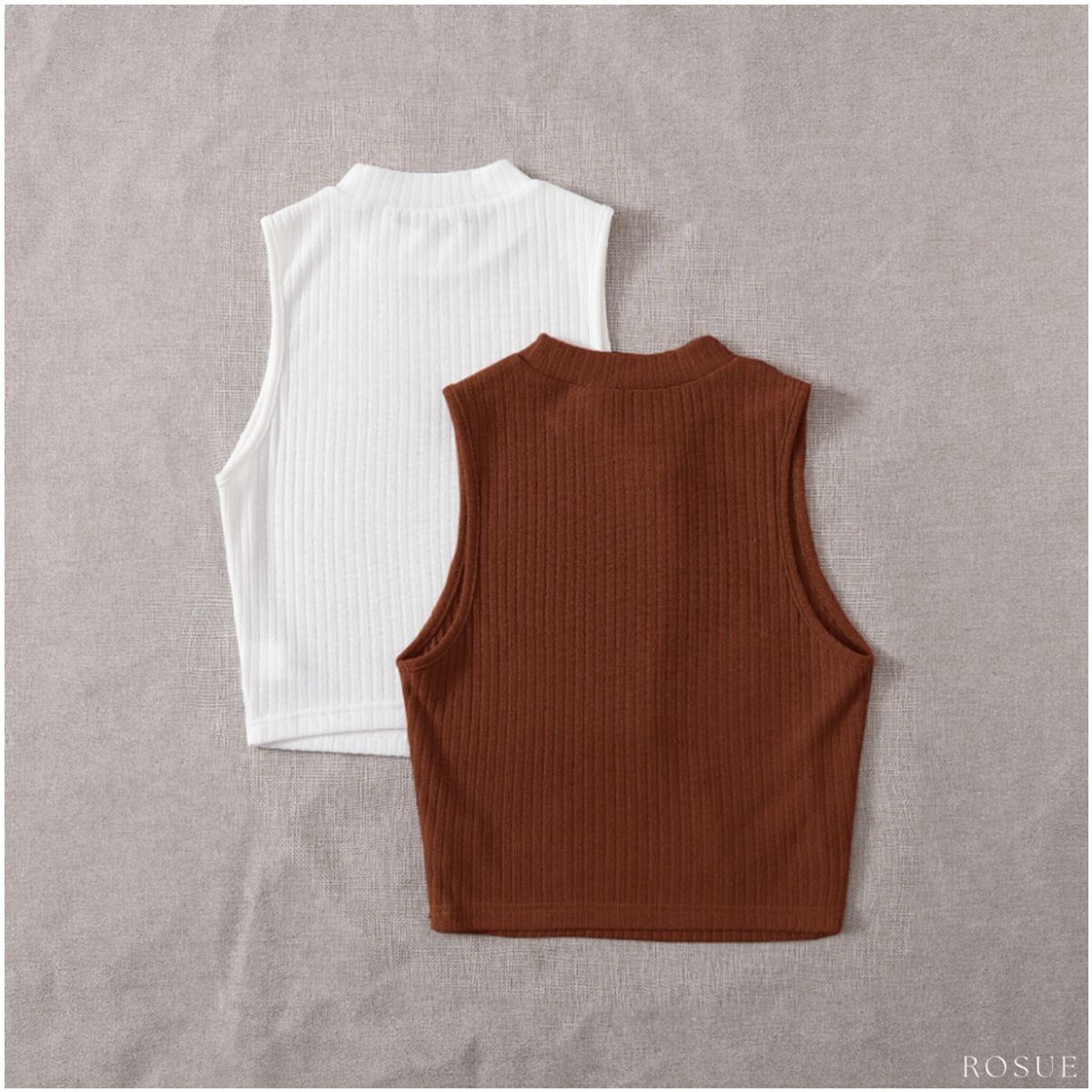 ROSUE - Polos básicos Top RIB Americano Pack x2