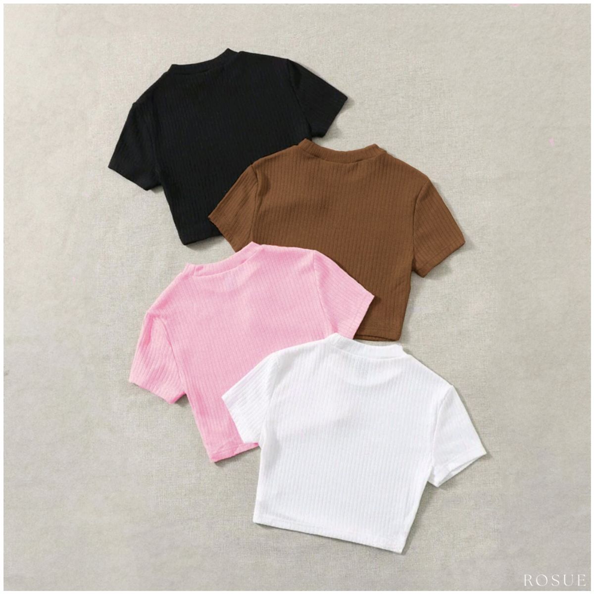 ROSUE - Polos básicos Top Rib Americano Mujer Pack x4