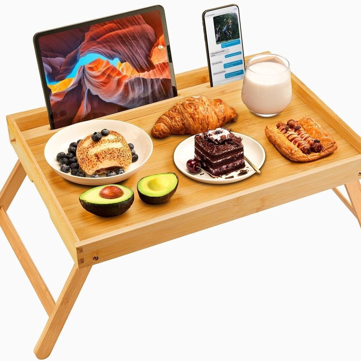 GENERICO - MESA BANDEJA DESAYUNO PLEGABLE BAMBU MULTIUSOS 50CM X 30CM