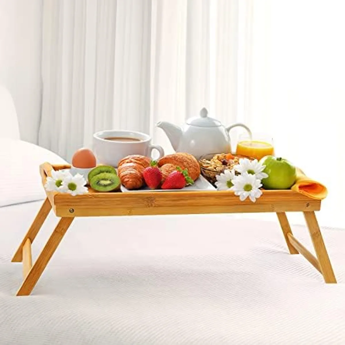GENERICO - MESA BANDEJA DESAYUNO PLEGABLE BAMBU MULTIUSOS 50CM X 30CM