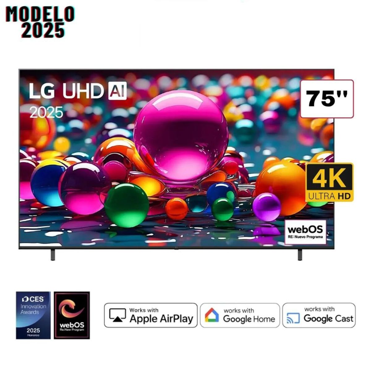 LG - TELEVISOR LG 75" UHD 4K SMART TV THINQ AI 75UA8000PSA - 2025