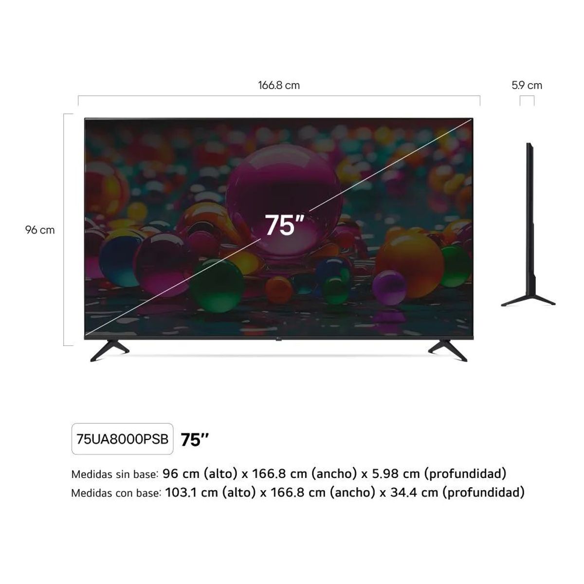 LG - TELEVISOR LG 75" UHD 4K SMART TV THINQ AI 75UA8000PSA - 2025
