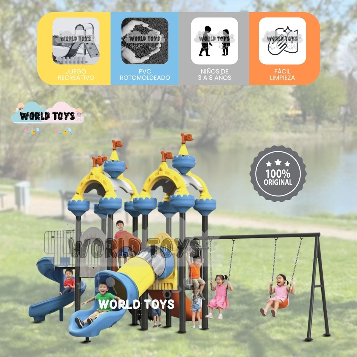 BABY - Centro de Juegos Castillo con Columpios «DREAMY CASTLE» Blue