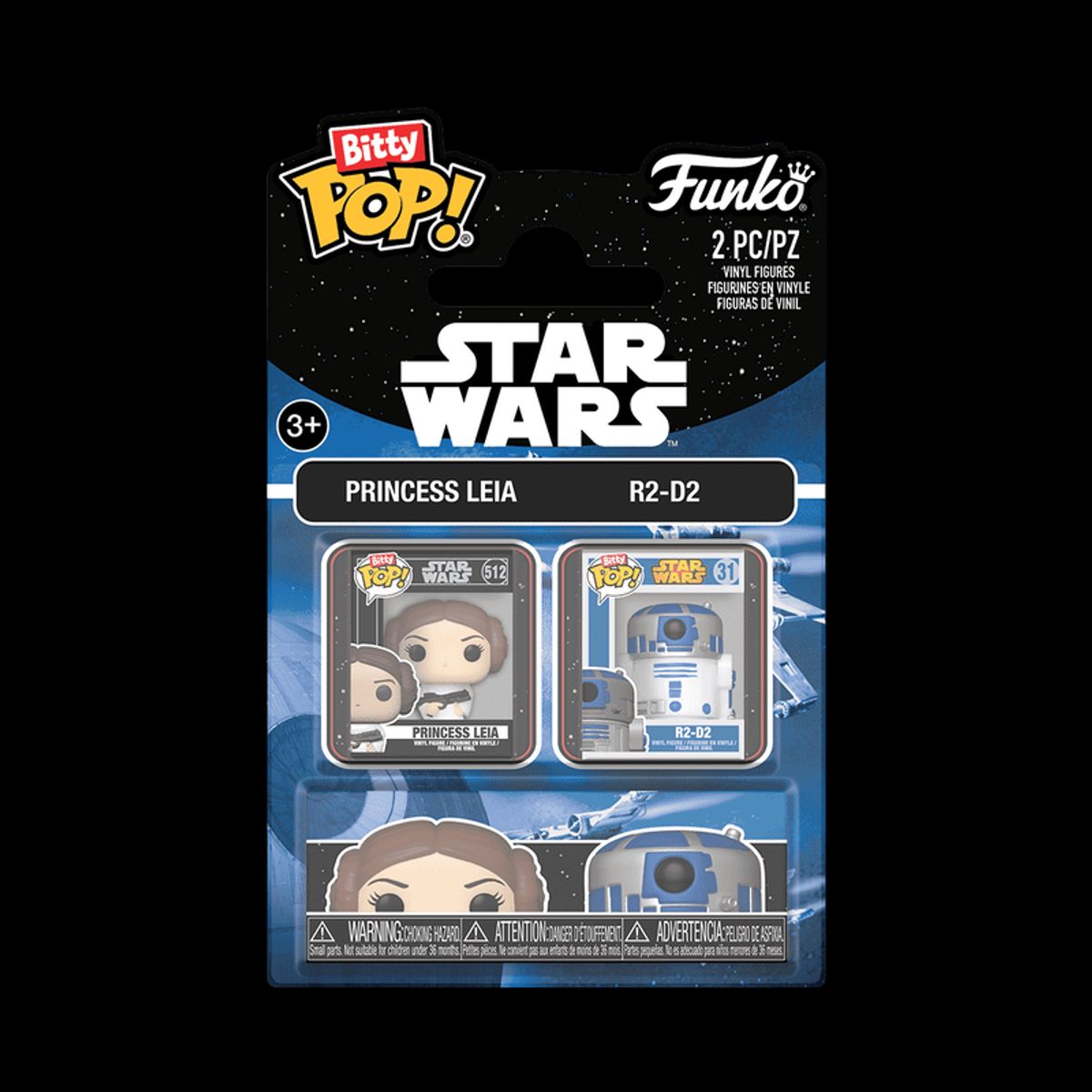 FUNKO - Funko Bitty Pop Star Wars Star Wars Leia and R2-D2 Mini-Figure 2-Pack