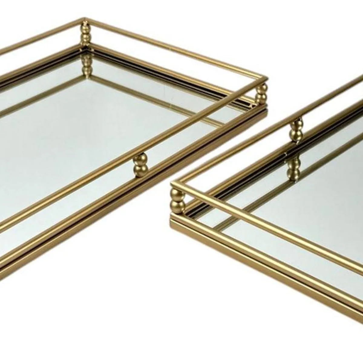 CONCEPTS LIFE - Juego de Bandejas Decorativas Metálicas Golden 45x30x05 cm