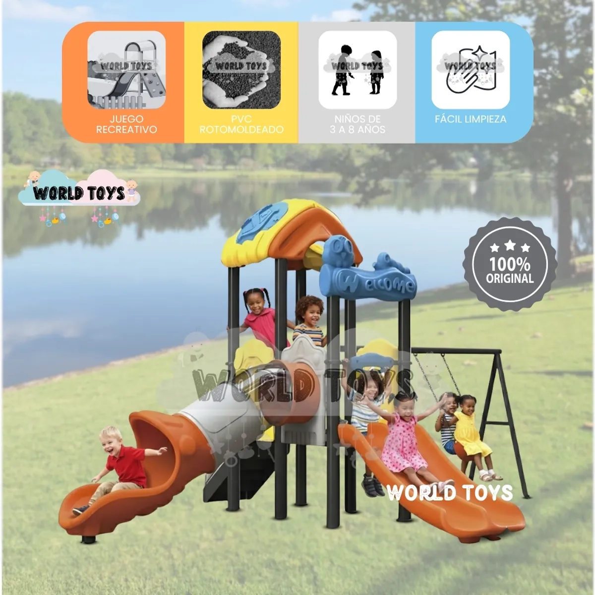 BABY - Centro de Juegos Castillo con Columpios «PLAYVENTURE» Orange