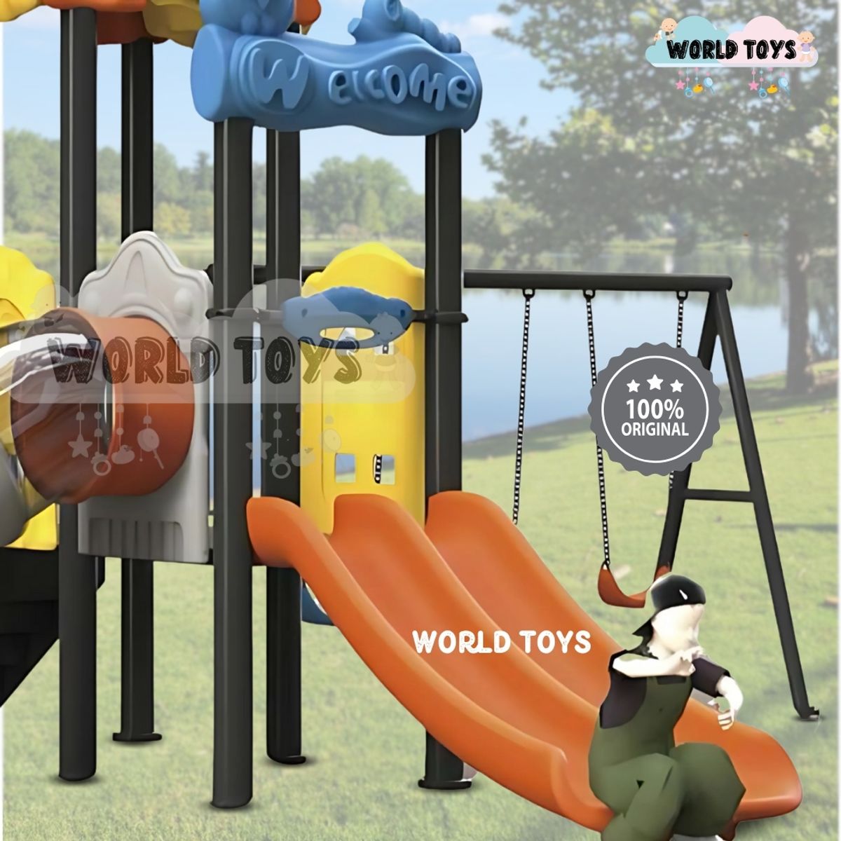 BABY - Centro de Juegos Castillo con Columpios «PLAYVENTURE» Orange