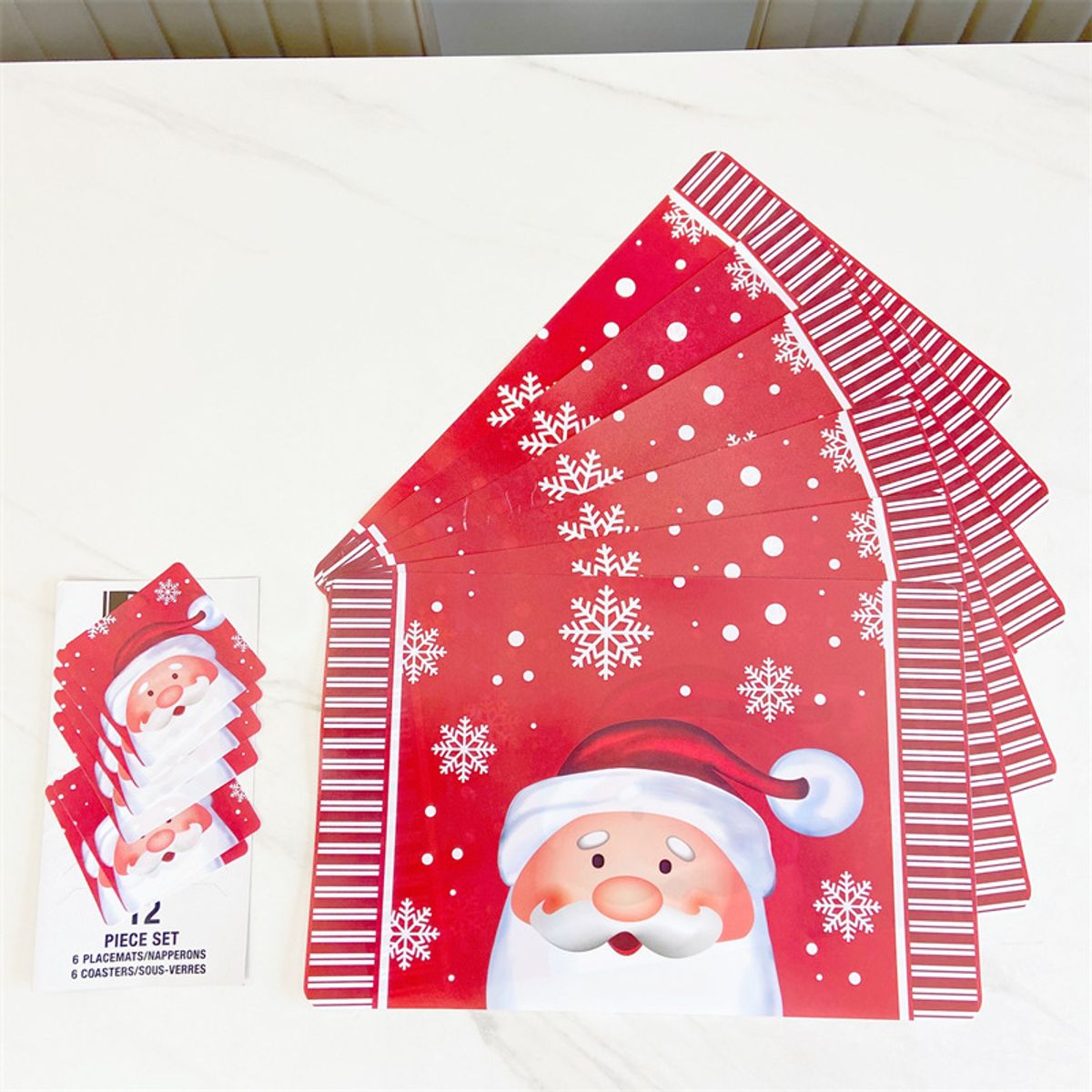 GENERICO - set de 6 Individuales navideños para mesas y 6 Porta vasos o taza