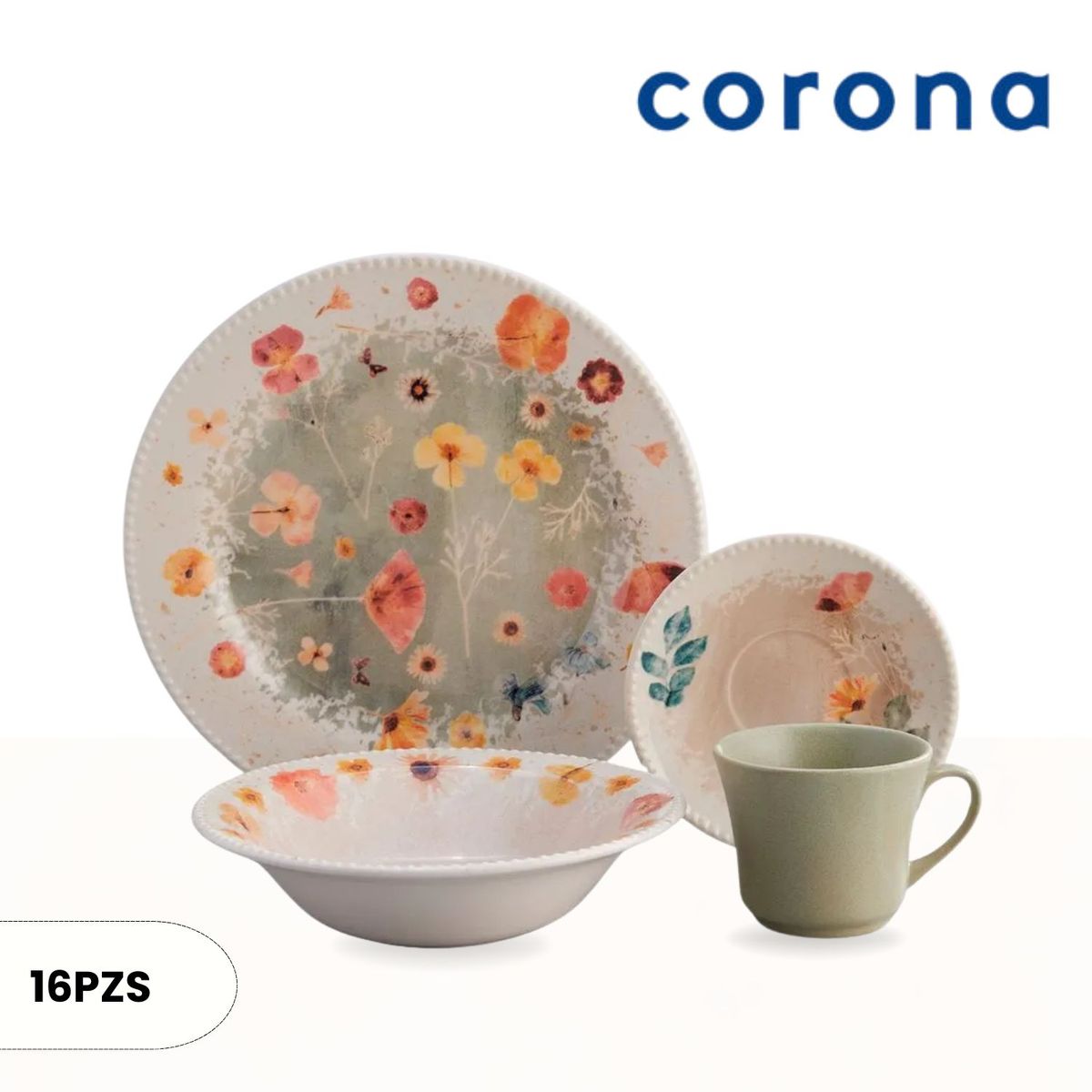 CORONA - Vajilla Corona Aroma 4 Puestos 16 Piezas.