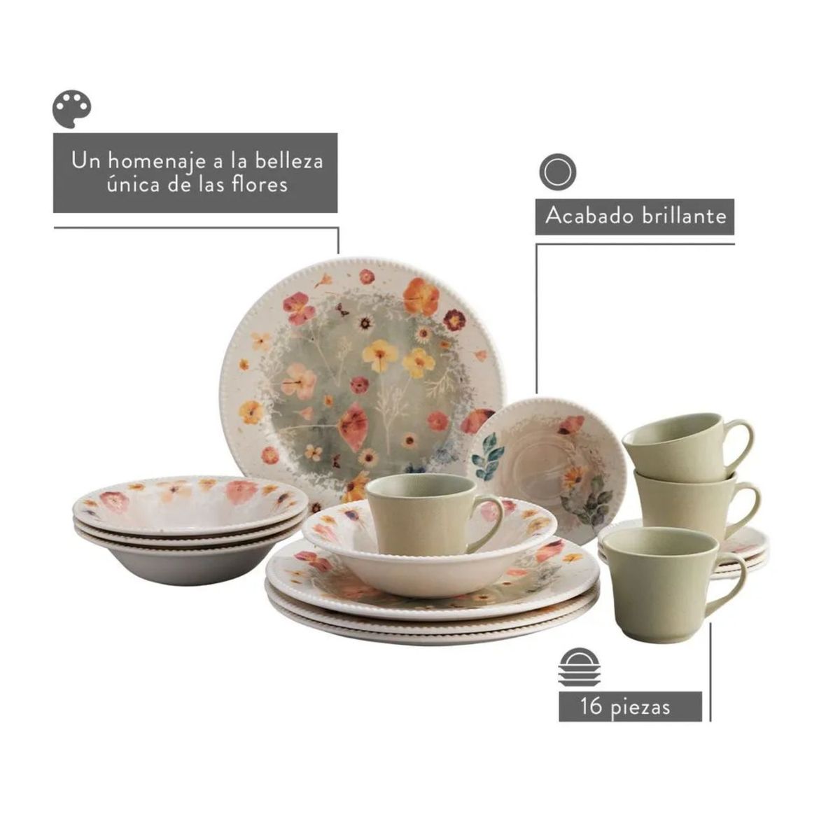 CORONA - Vajilla Corona Aroma 4 Puestos 16 Piezas.