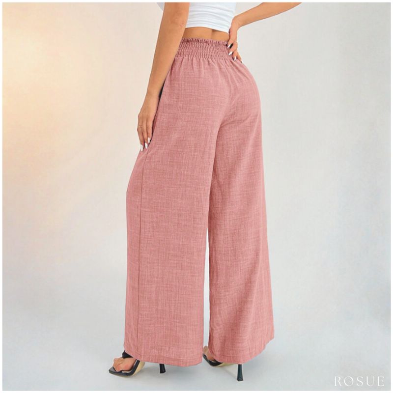 ROSUE - Pantalón Palazzo Fresco Mujer