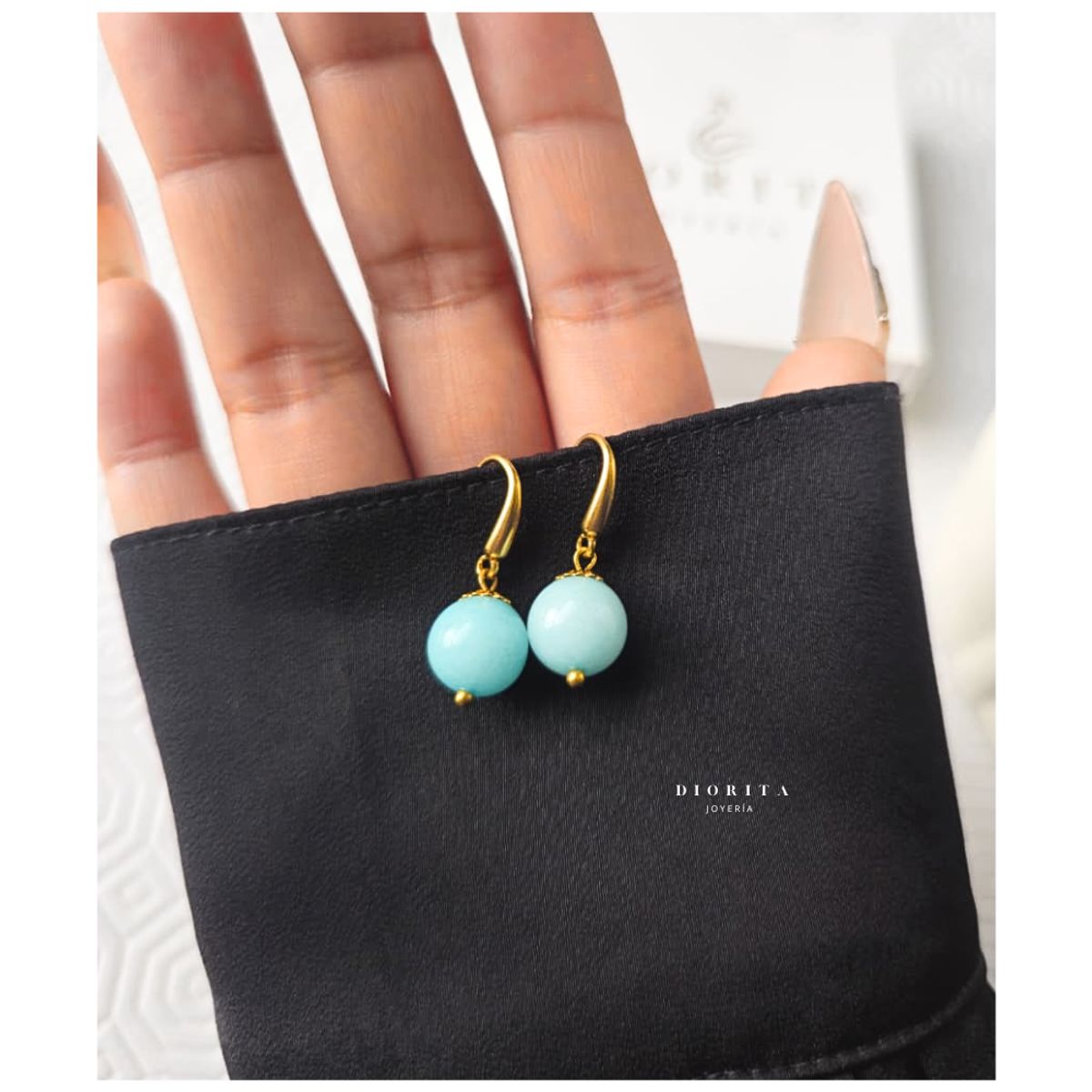 GENERICO - ARETES DE PIEDRAS TURQUESA MUJER