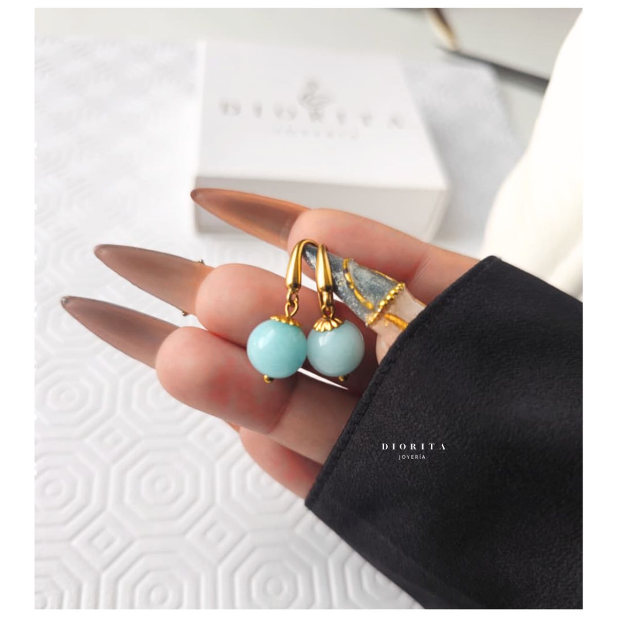 GENERICO - ARETES DE PIEDRAS TURQUESA MUJER