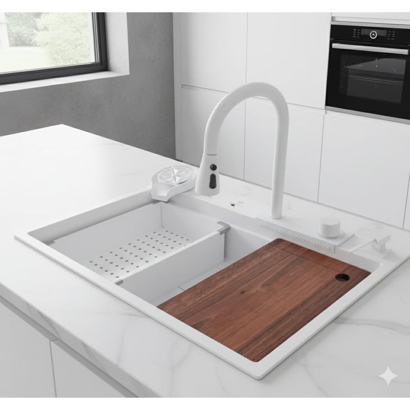 RINOX - Lavadero de Cocina Multifuncional RINOX SmartChef Blanco Pulido
