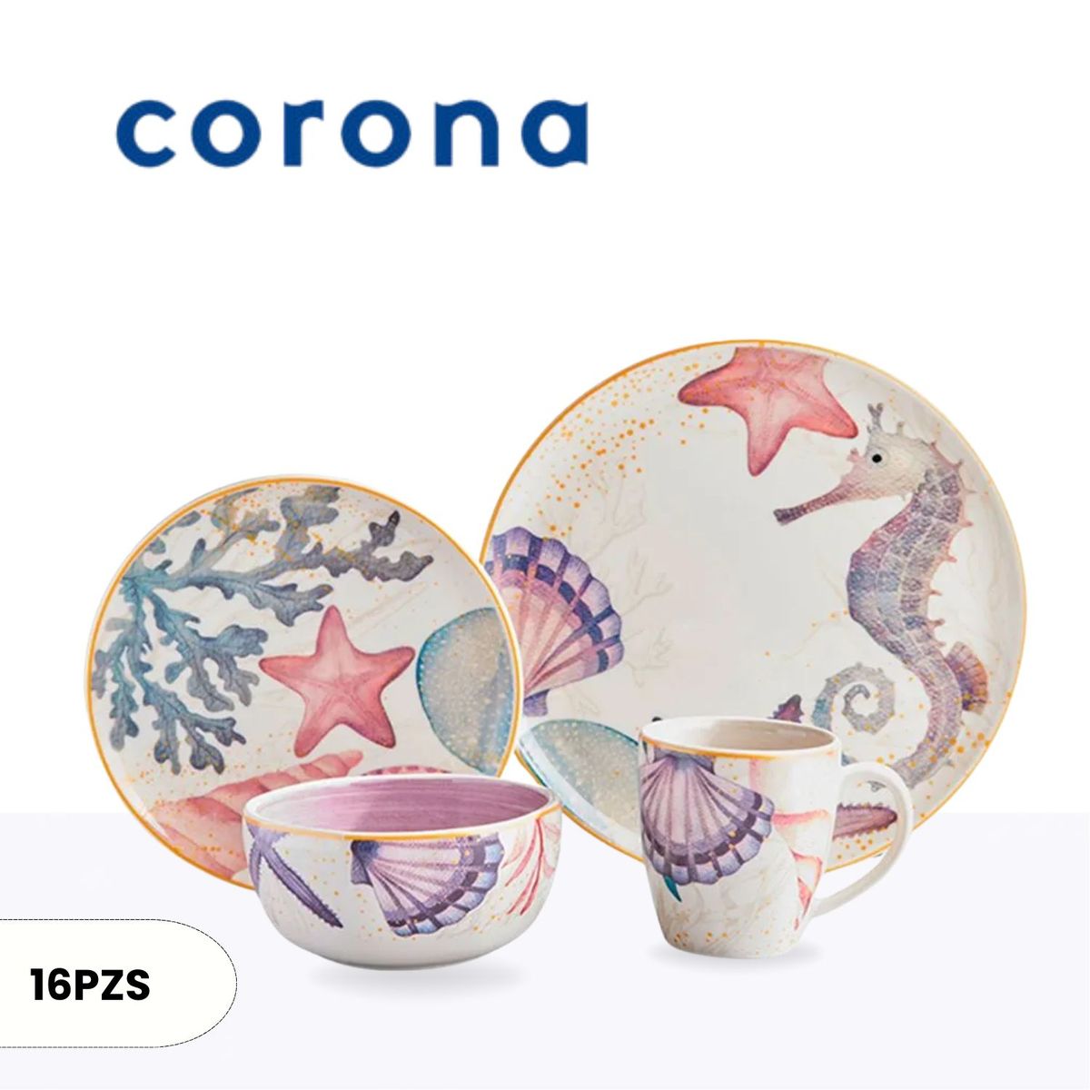 CORONA - Juego de Vajillas Corona x16 piezas Marea Oceano