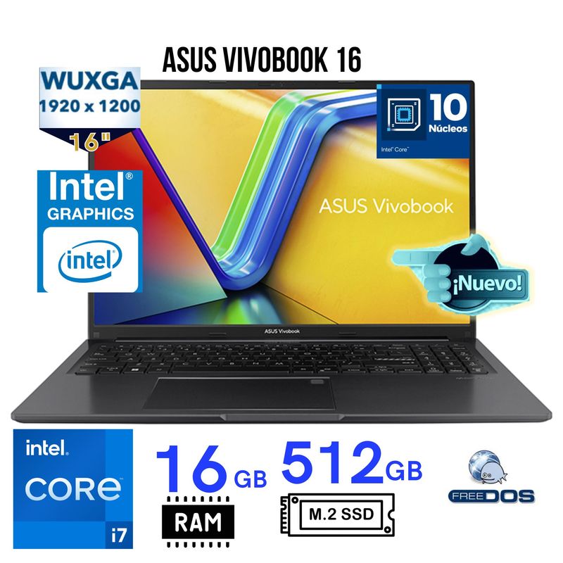 ASUS - Laptop ASUSVIVOBOOK 16Intel Core i7 13va Gen Ram 16GB SSD 512GB 16 WUXGA 90NB10N3-M01VD0