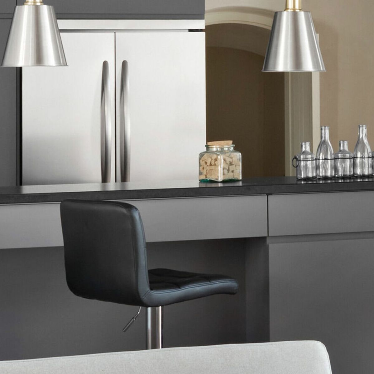 GENERICO - SILLA BANCO BAR OFICINA GIRATORIO CUERO PU NEGRO