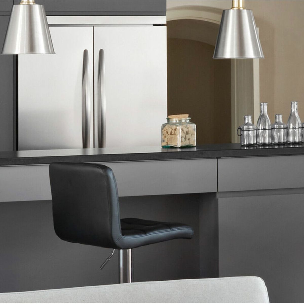 GENERICO - SILLA BANCO BAR OFICINA GIRATORIO CUERO PU NEGRO