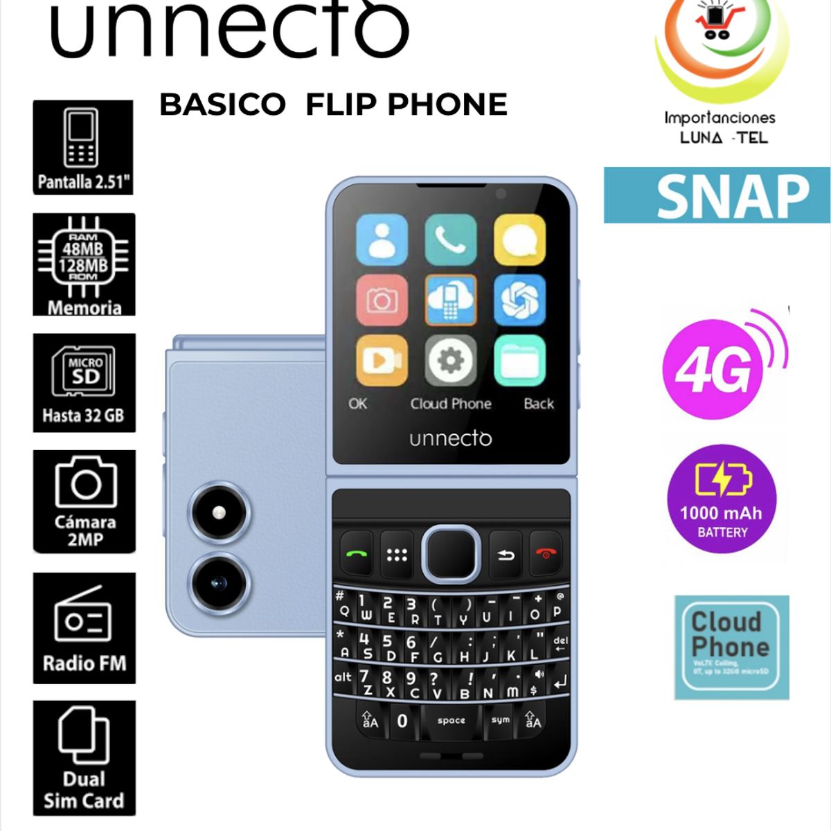 UNNECTO - CELULAR BASICO UNNECTO SNAP USN01 CLOUD 4G