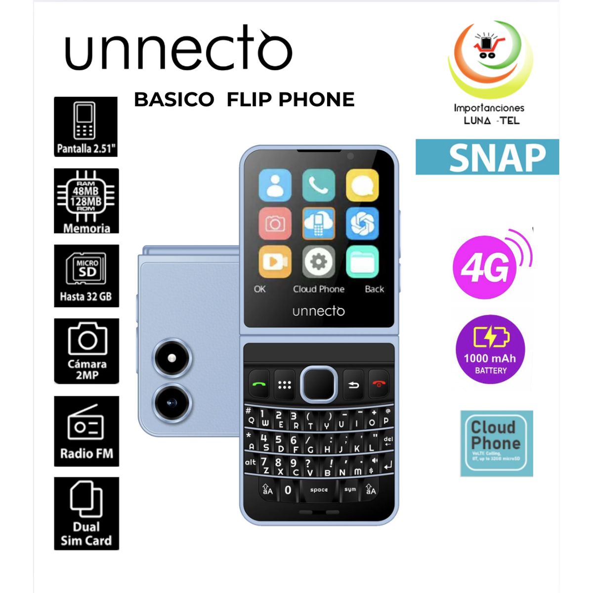 UNNECTO - CELULAR BASICO UNNECTO SNAP USN01 CLOUD 4G