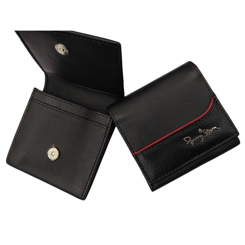 PERRY JHAN - Monedero de Cuero doble compartimiento con Sujetador para Correa