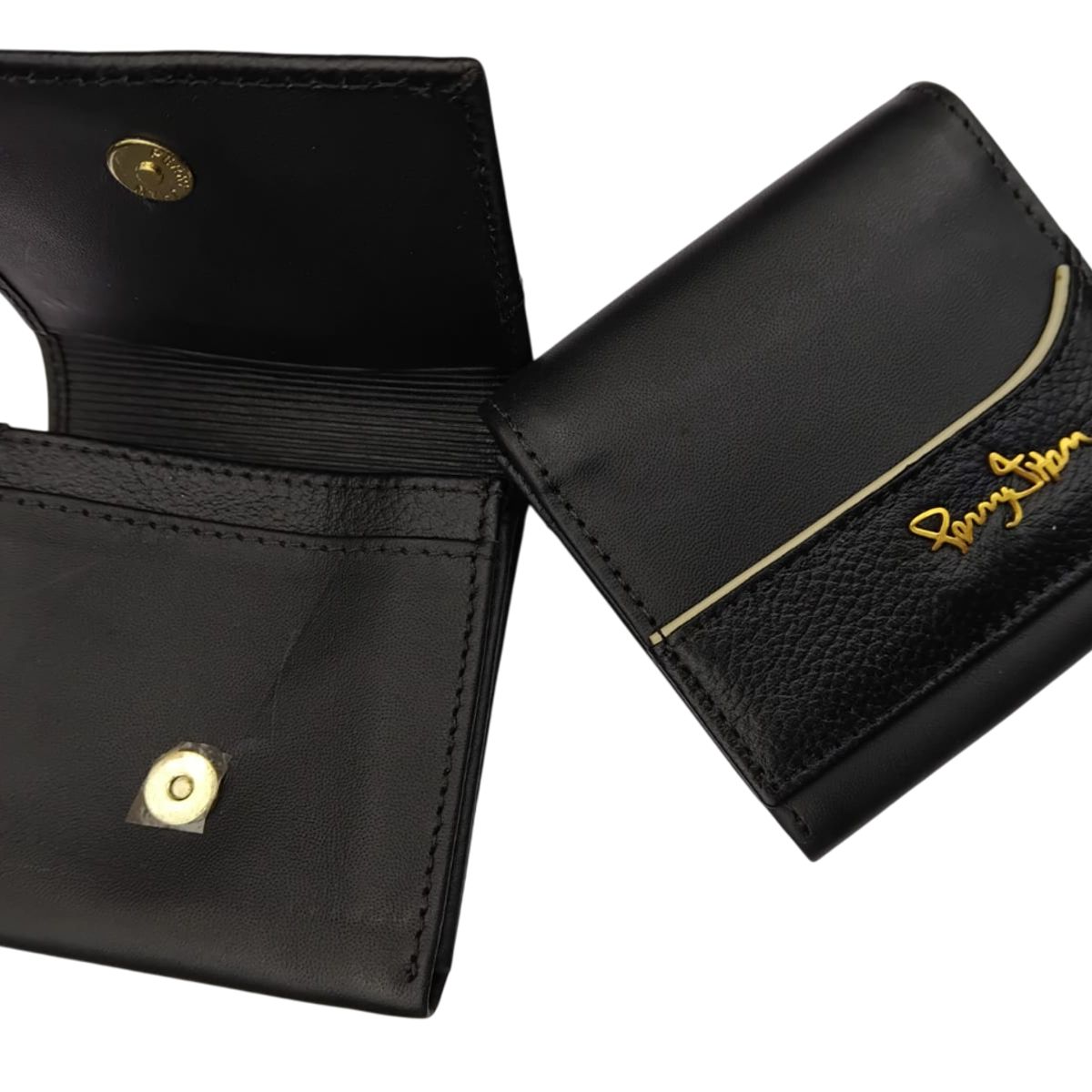 PERRY JHAN - Monedero de Cuero doble compartimiento con Sujetador para Correa