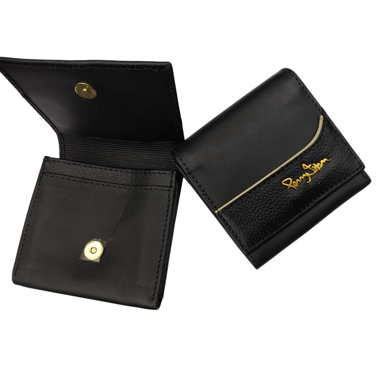 PERRY JHAN - Monedero de Cuero doble compartimiento con Sujetador para Correa
