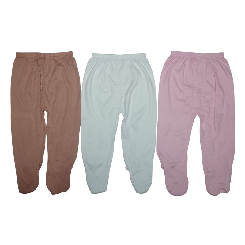 GENERICO - Pack x3 pantalones con pie de algodón bebés 6-12 meses