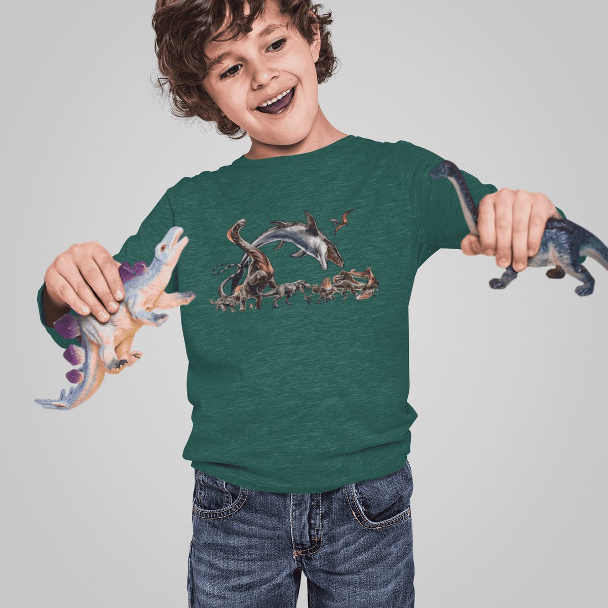 GENERICO - Polo Dinosaurio Jurassic Rebirth Camiseta Niño Dino Algodon Verde
