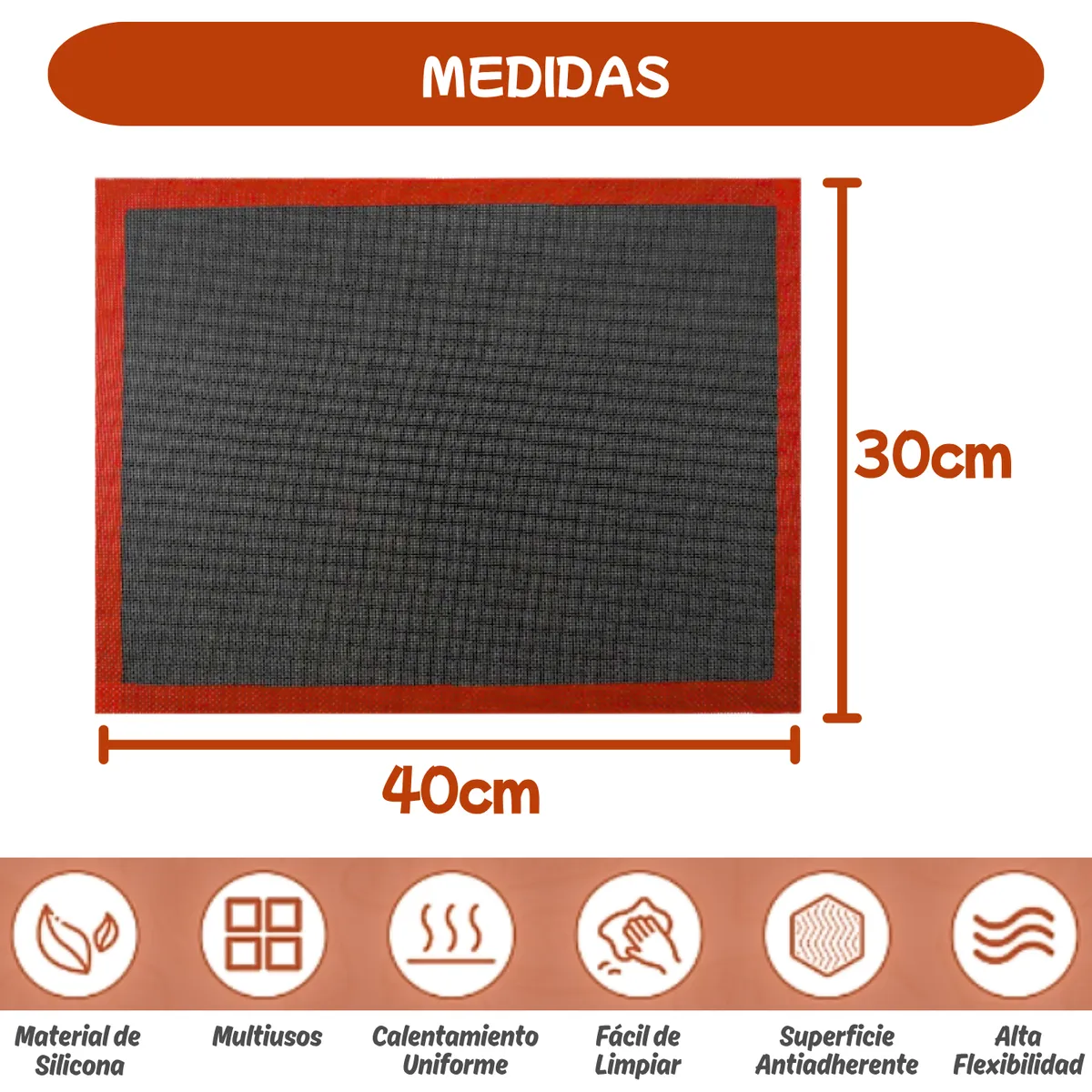 GENERICO - Silpack Perforado de Silicona - Silpat Perforada 40x30cm PACK x2 - Tapete Microperforado para Horno
