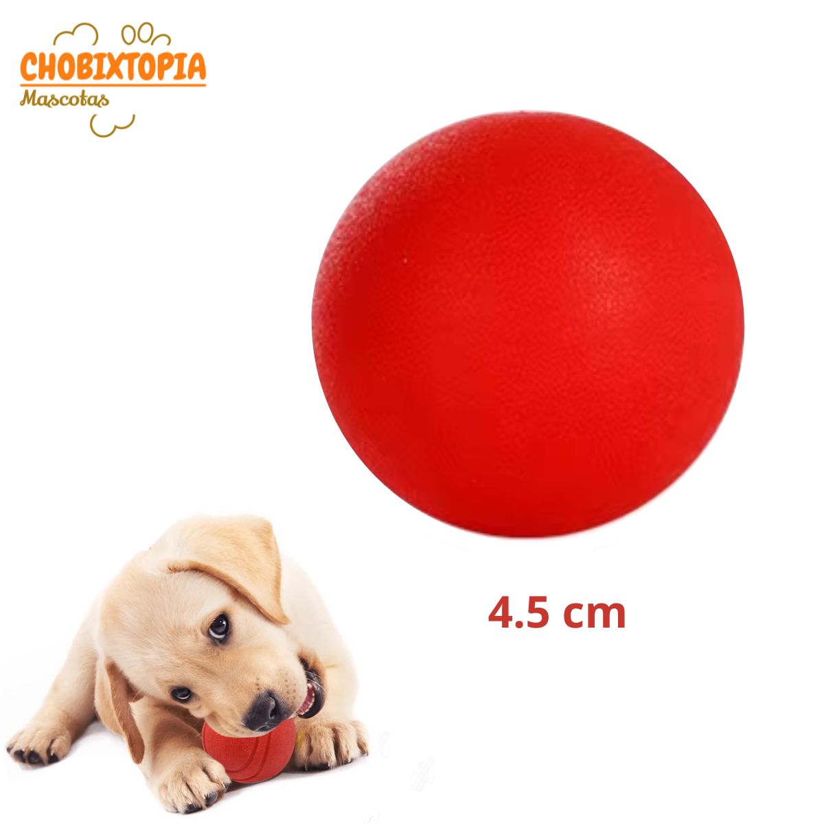 GENERICO - PELOTA ELASTICA RESISTENTE A MORDEDURAS PARA PERROS 4.5 cm