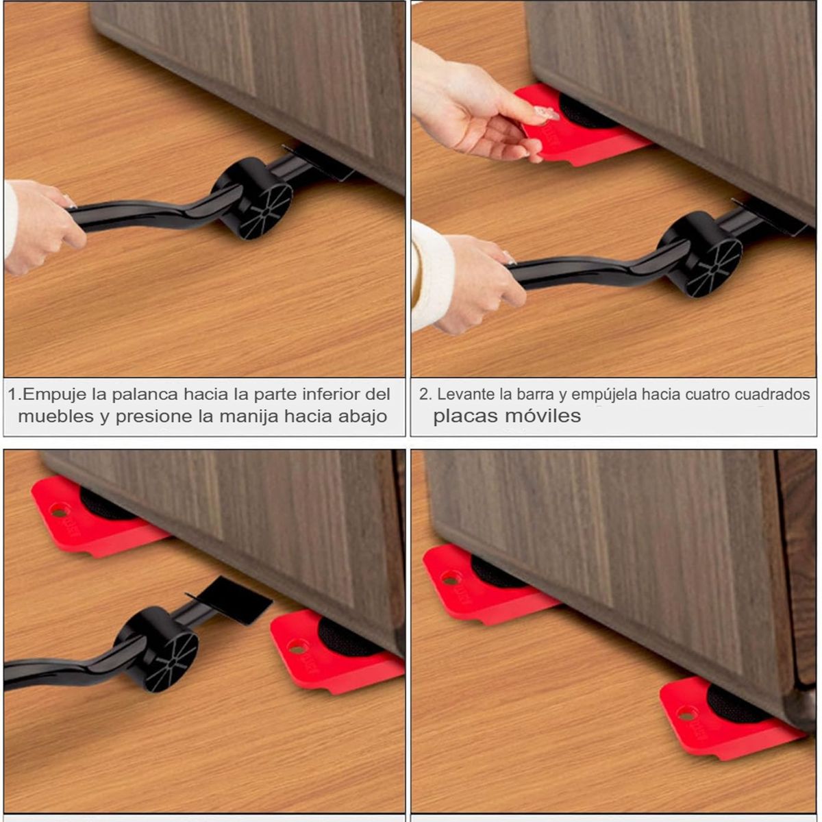 GENERICO - BASE MÓVIL MOVER COSAS SOPORTE ELEVADOR MUEBLE LAVADOR REFRI GATA ÚTIL