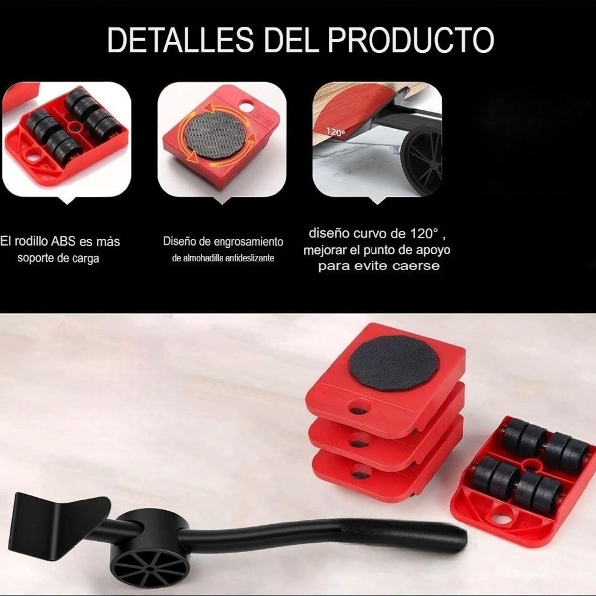 GENERICO - BASE MÓVIL MOVER COSAS SOPORTE ELEVADOR MUEBLE LAVADOR REFRI GATA ÚTIL