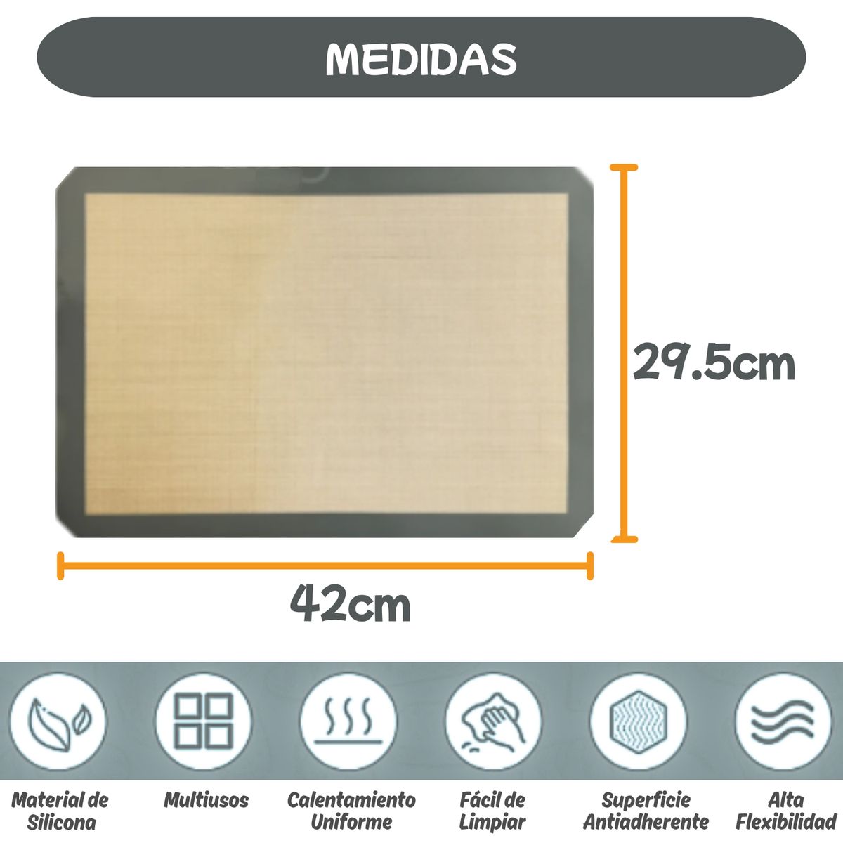 GENERICO - Silpack Silpat de Silicona 42x30cm para Repostería PACK x2 - Tapete Profesional Silicona para Horno